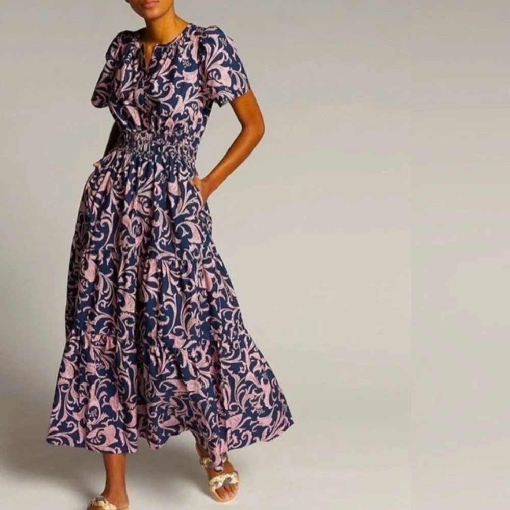 Anthropologie Somerset Maxi Dress Blue Pink Floral
